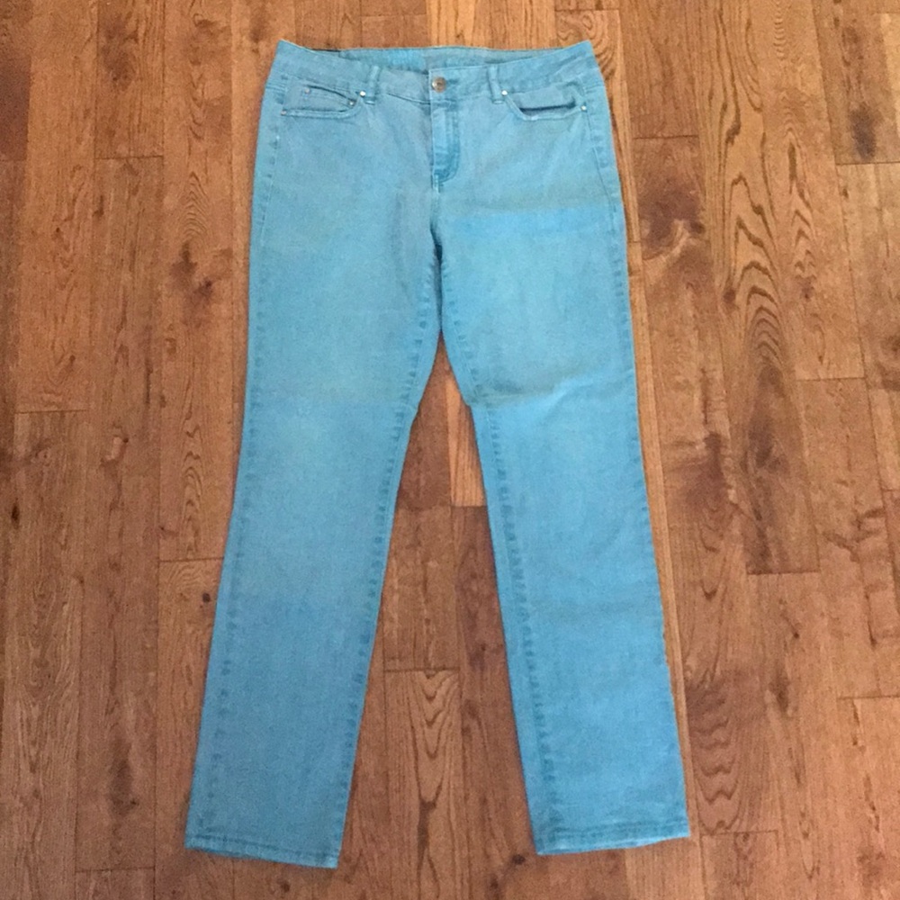 DKNY Soho Skinny Aqua Turquoise Teal Jeans 12
